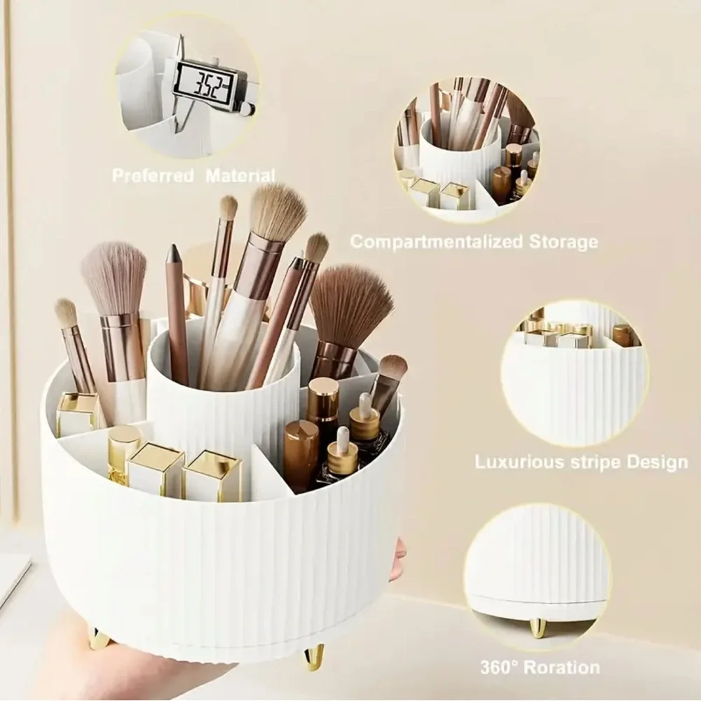 360 Rotating Makeup Brush Organizer